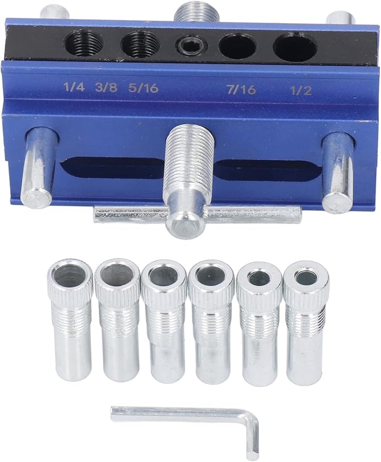 Self Centering Doweling Jig Kit Adjustable Width Drill Guide with 6 Bushings - Image 1