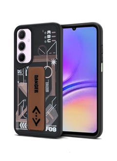 Techie Aesthetic Fashion Silicone Back Case Cover with Magnetic Hand Grip & Kickstand for Samsung Galaxy A05s – Black/Brown  - Image 1