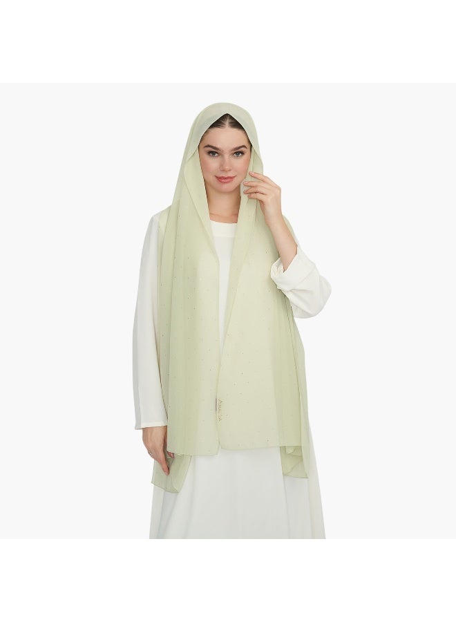 LIFESTYLE Embellished Hijab in Light Green for Women - Image 2