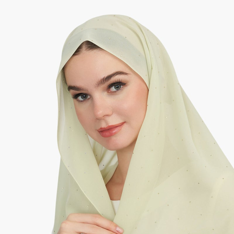 LIFESTYLE Embellished Hijab in Light Green for Women - Image 1