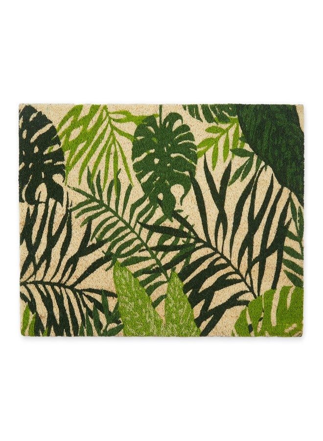 DII Floral Design Collection Natural Coir Doormat, 17x29, Tropical Fronds - Image 1