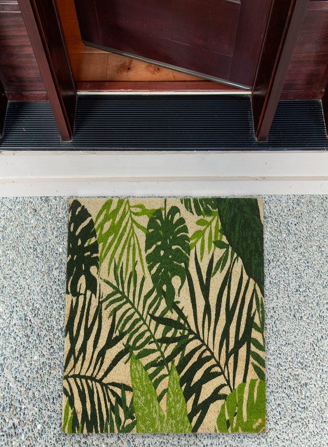 DII Floral Design Collection Natural Coir Doormat, 17x29, Tropical Fronds - Image 3