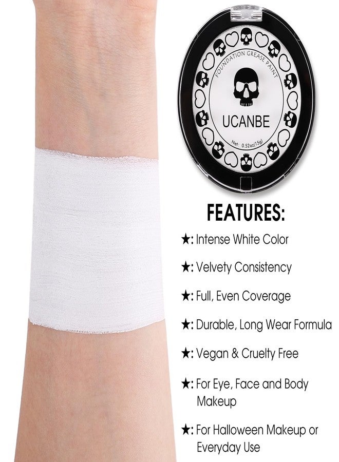 UCANBE Goth White Cream to Powder Foundation Makeup, Professional Clown White Face Body Paint with Matte Finish for Halloween, SFX Makeup, Cosplay, Costume, Stage, Mime & Film(0.52oz) - Image 2