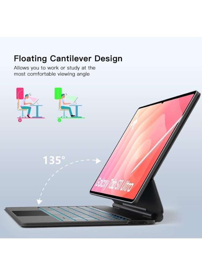 Protect Samsung Galaxy Tab S11 Ultra 14.6" Bluetooth Keyboard Case with Multi-Touch Trackpad | Backlit Bluetooth Keyboard Cover | Detachable Slim Protective Case by PROTECT | HL118A-11U - Image 3