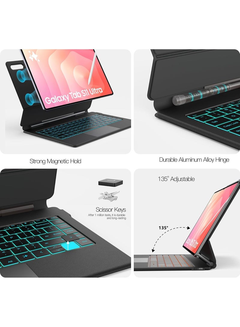 Protect Samsung Galaxy Tab S11 Ultra 14.6" Bluetooth Keyboard Case with Multi-Touch Trackpad | Backlit Bluetooth Keyboard Cover | Detachable Slim Protective Case by PROTECT | HL118A-11U - Image 5