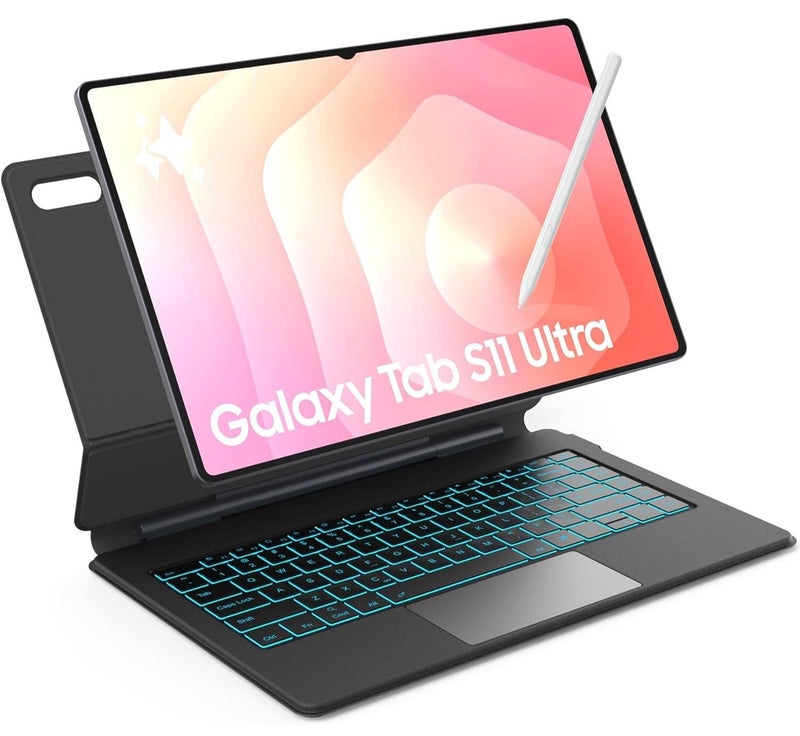 بروتيكت كيبورد بلوتوث لاسلكي لجهاز Samsung Galaxy Tab S11 Ultra 14.6 بوصة مع لوحة لمس متعددة اللمس | غطاء لوحة مفاتيح بلوتوث بإضاءة خلفية | غطاء رفيع قابل للفصل وحماية كاملة من PROTECT | HL118A-11U - Image 1