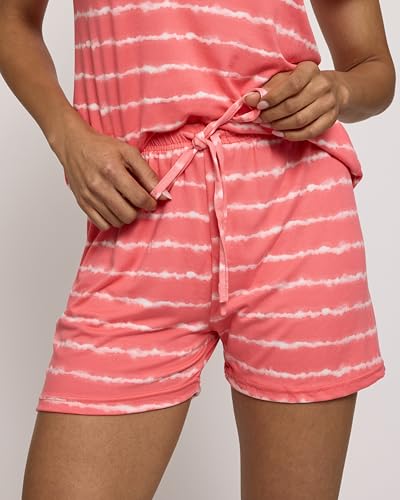 REALESSENTIALS Real Essentials 2 Pack: Women’s Short Sleeve Pajama Short Set - Comfy Lightweight Soft Lounge Sleepwear (Plus X-Large - Image 5