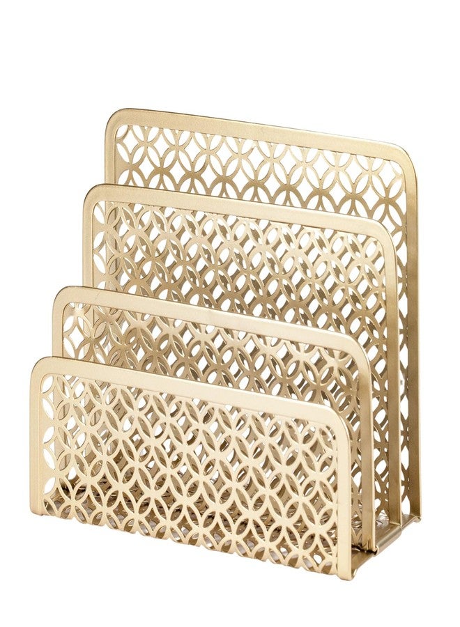 BLU MONACO | Gold Desk Mail Organizer with Three-Tier Letter Holder | Metal Mail Sorter for Home Office | Powder-Coated Finish | 10.5 x 3.25 x 5 Inches - Image 1