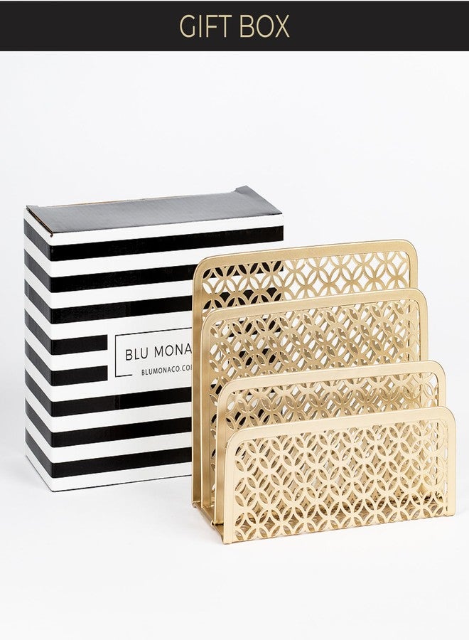 BLU MONACO | Gold Desk Mail Organizer with Three-Tier Letter Holder | Metal Mail Sorter for Home Office | Powder-Coated Finish | 10.5 x 3.25 x 5 Inches - Image 5
