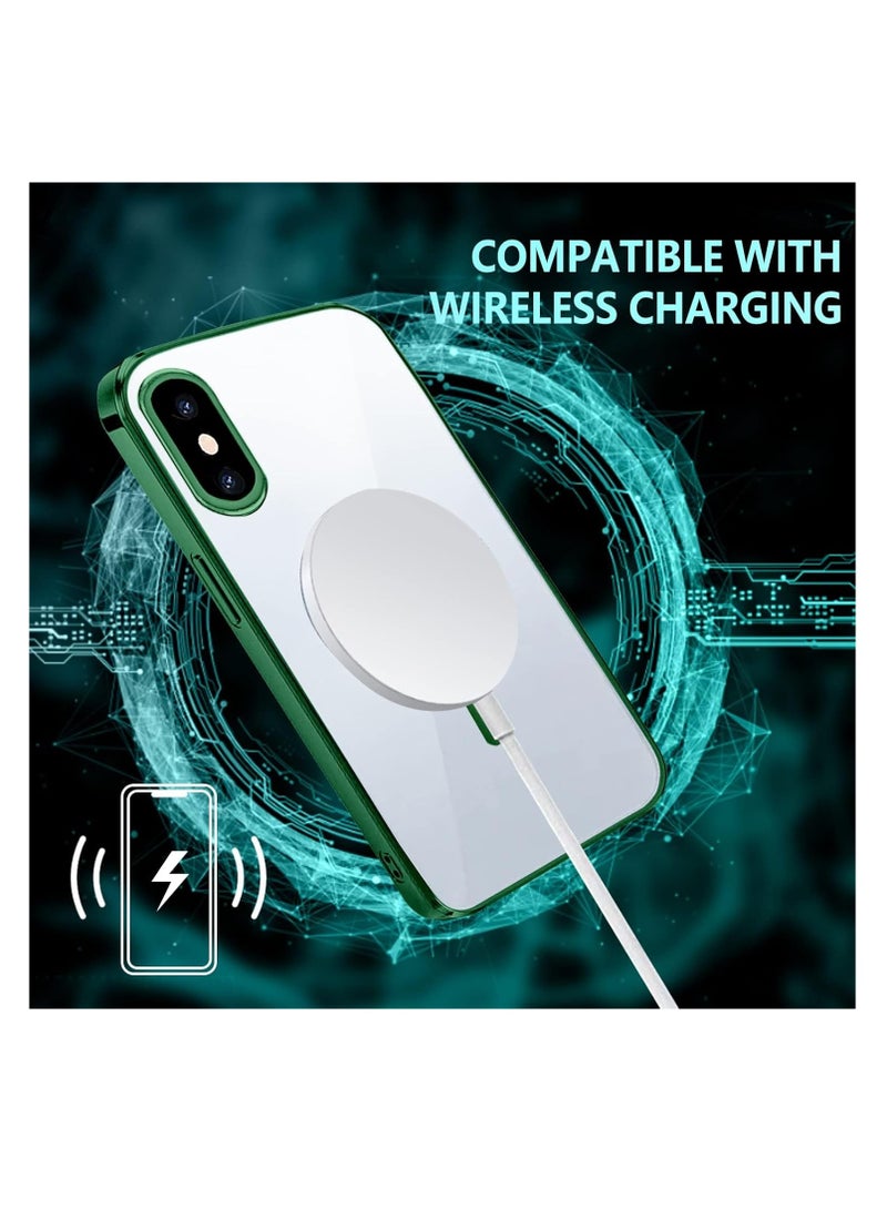 Case Compatible with Iphone x/Iphone XS Magnetic [Support Magsafe Charger] Wireless Anti-Scratch Shockproof Clear Lens Protector Corner Cushion Durable Full Body Protection Cover