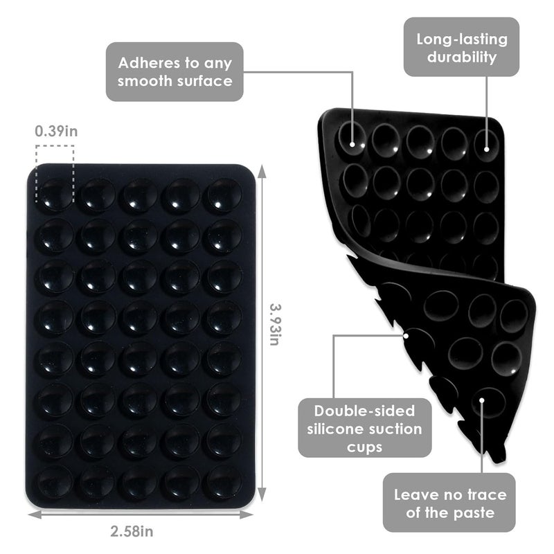 PEUKANU Silicone Phone Case Double Sided Suction Cup Mount Cell Phone Accessories Holder Phone Stand for Selfies Leave no Trace Washable (2PCS Black) - Image 2
