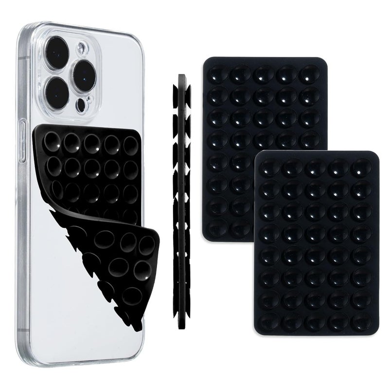 PEUKANU Silicone Phone Case Double Sided Suction Cup Mount Cell Phone Accessories Holder Phone Stand for Selfies Leave no Trace Washable (2PCS Black) - Image 1