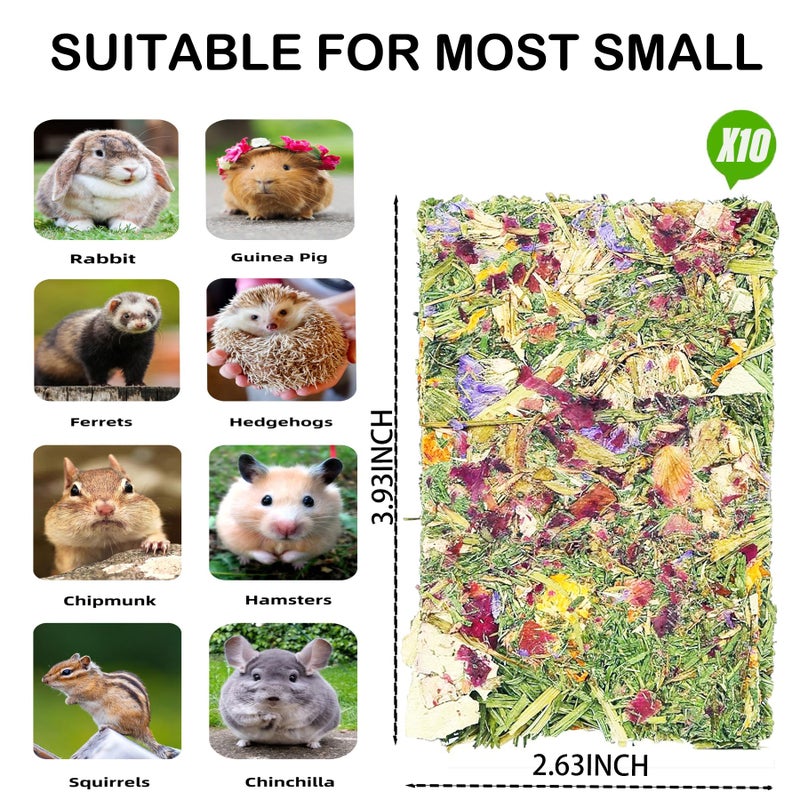 YTSKJ Rabbit Toys 10 Pack Bunny Toys Bunny Chew Toy Guinea Pig Treats Timothy Hay Toy Chips with Herbal Flowers Timothy Hay Grass Hamster Snacks Chinchillas Gerbils for Small Animals Teeth - Image 4