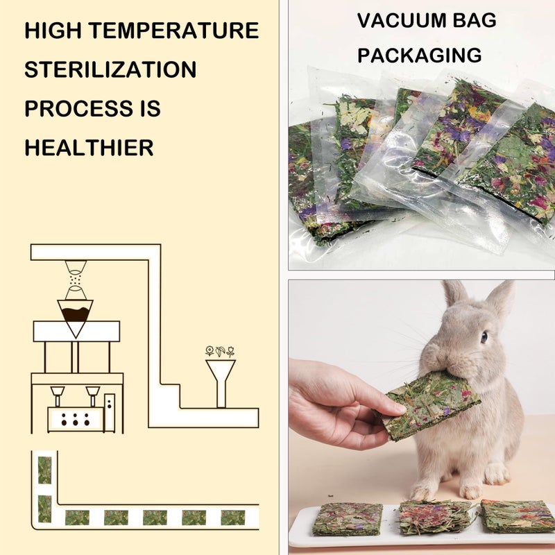 YTSKJ Rabbit Toys 10 Pack Bunny Toys Bunny Chew Toy Guinea Pig Treats Timothy Hay Toy Chips with Herbal Flowers Timothy Hay Grass Hamster Snacks Chinchillas Gerbils for Small Animals Teeth - Image 3