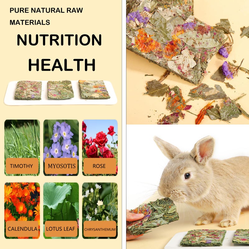 YTSKJ Rabbit Toys 10 Pack Bunny Toys Bunny Chew Toy Guinea Pig Treats Timothy Hay Toy Chips with Herbal Flowers Timothy Hay Grass Hamster Snacks Chinchillas Gerbils for Small Animals Teeth - Image 2