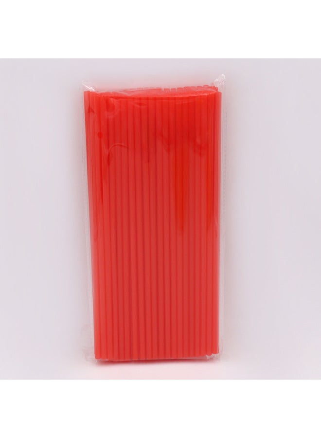 Disposable Color Plastic Straw 6*190mm Handmade Diy Creative Flat Straight Tube Monochrome 100 8 Color Mixed-Color:Pink 100 PCs/bag 6*190mm  - Image 3