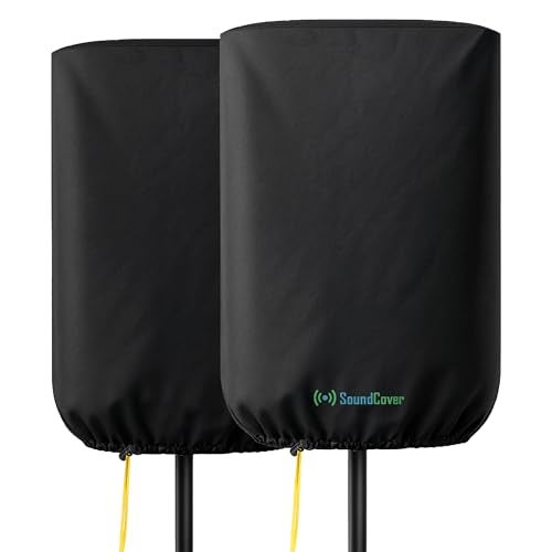 SoundCover Professional Grade 600D Protective Cover for Stand Mounted 8 PADJ Powered Speaker Black Includes a 420D Storage Bag and reinforced yellow Paracord 700 draw cord - Image 1