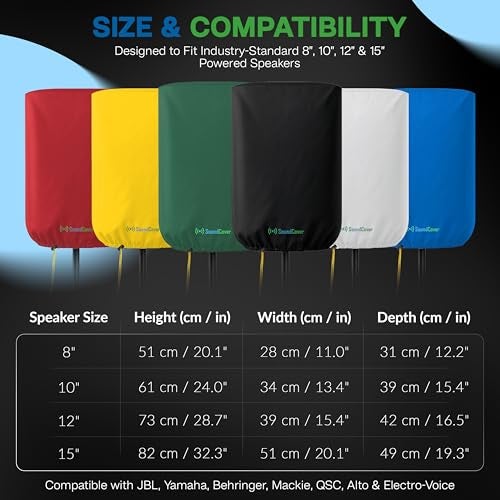 SoundCover Professional Grade 600D Protective Cover for Stand Mounted 8 PADJ Powered Speaker Black Includes a 420D Storage Bag and reinforced yellow Paracord 700 draw cord - Image 3