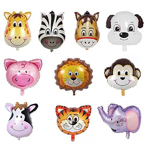 LZYMSZ 10PCS Animal Balloons 25Inch Giant Zoo Animal Balloons Kit Jungle Safari Animals Theme Birthday Party Decorations for Kids Gift Baby Shower Party Supplies - Image 1