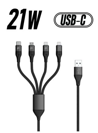 4 in 1 Aluminum Braided Cable 1.2M 2.4A Compatible for iPhone Lightning 2X / Micro USB/Type-C Port Devices | Fast Charging Connector | Supports 9V PD Charging Cable - pzsku/Z79525A3BB2CE686B9B3CZ/45/_/1738233583/aa411d2d-4afe-491d-9e58-c5b15c24cb5e