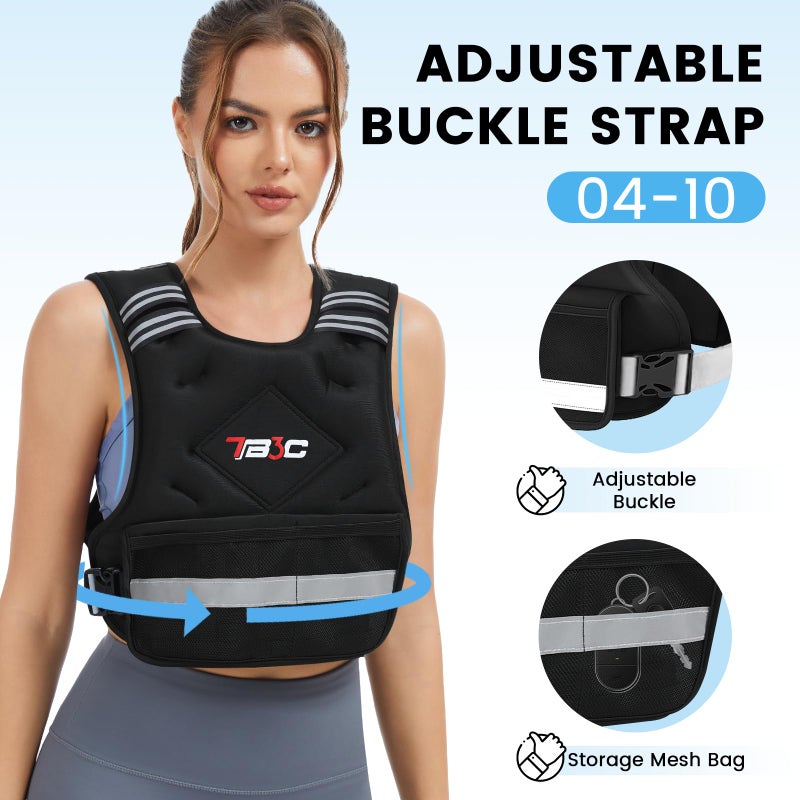 TB3C Adjustable Weighted Vest for Women - 04-10lb for Strength Training Body Weight Vest for Running Walking and Home Workouts Black - Image 3
