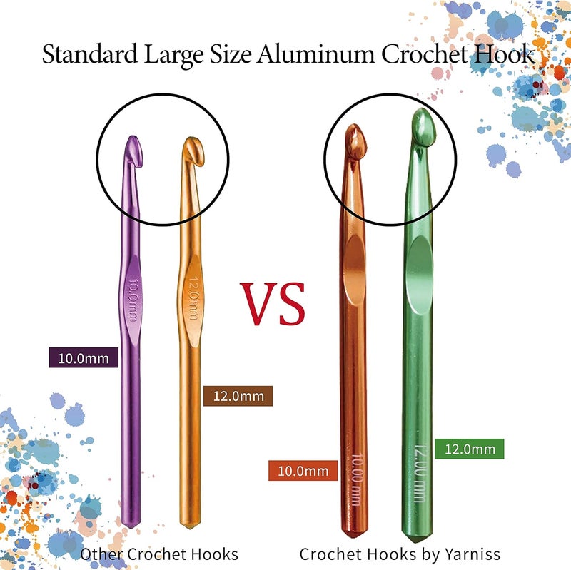 Yarniss Large Aluminum Crochet Hooks Set 7mm, 8mm, 9mm,10mm, 12mm, 15mm, Big Standard Size Crochet Hooks - Image 3
