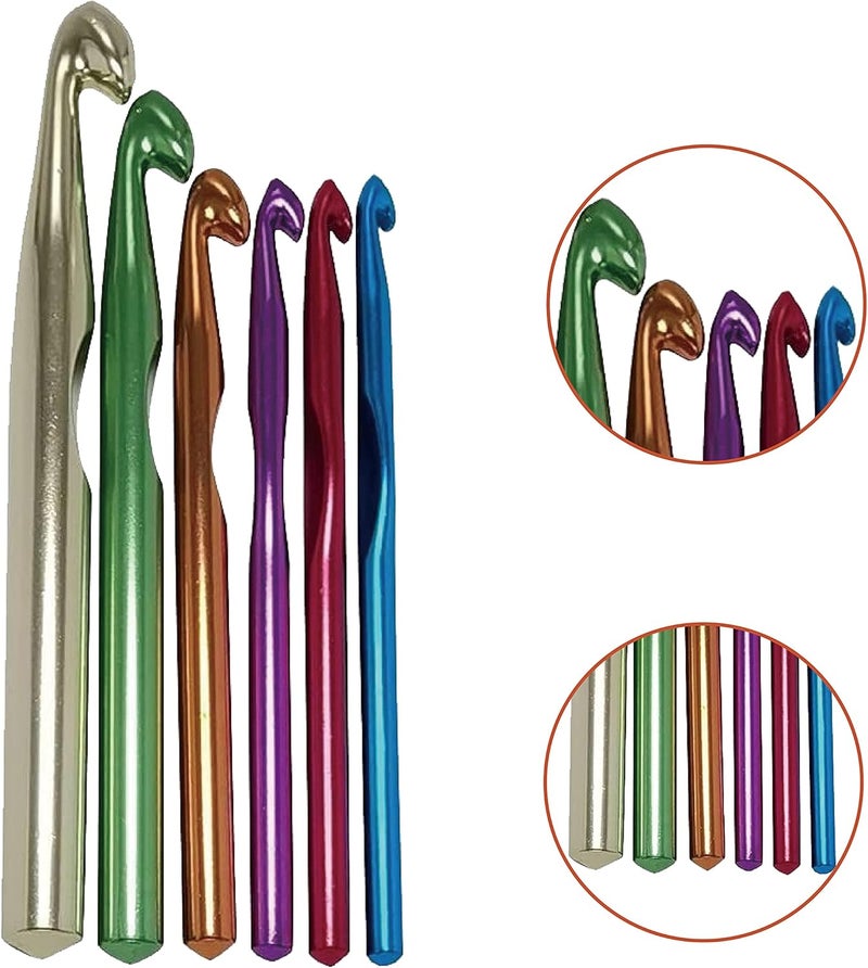 Yarniss Large Aluminum Crochet Hooks Set 7mm, 8mm, 9mm,10mm, 12mm, 15mm, Big Standard Size Crochet Hooks - Image 2
