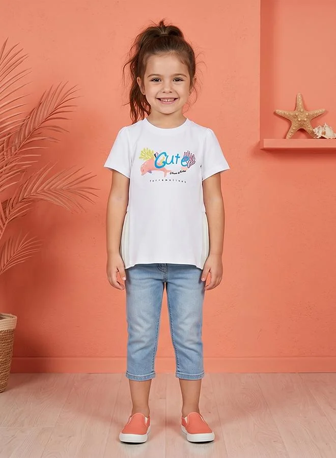 Babies & More Babies & More Toddler Girls White Short Sleeve T-Shirt