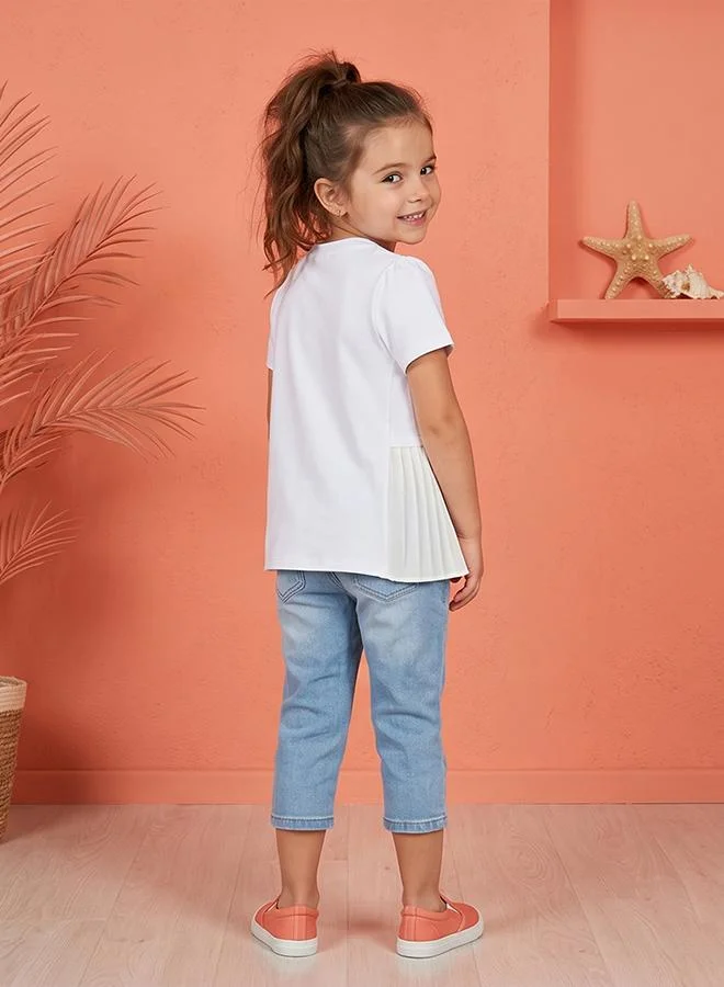 Babies & More Babies & More Toddler Girls White Short Sleeve T-Shirt