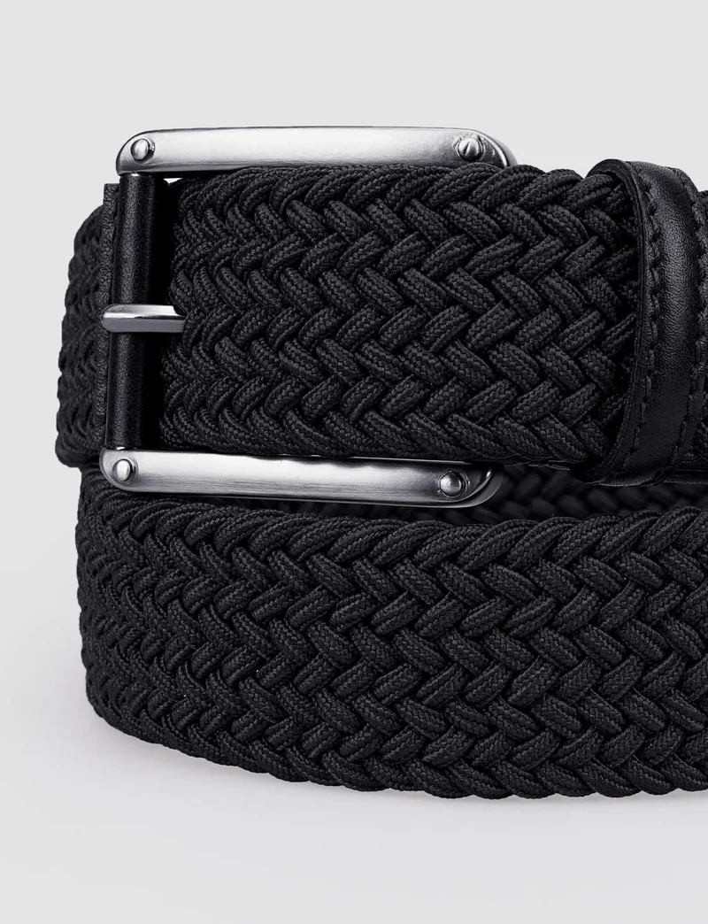 Cabani Knitwear Black Knit Detailed Men's Casual Belt