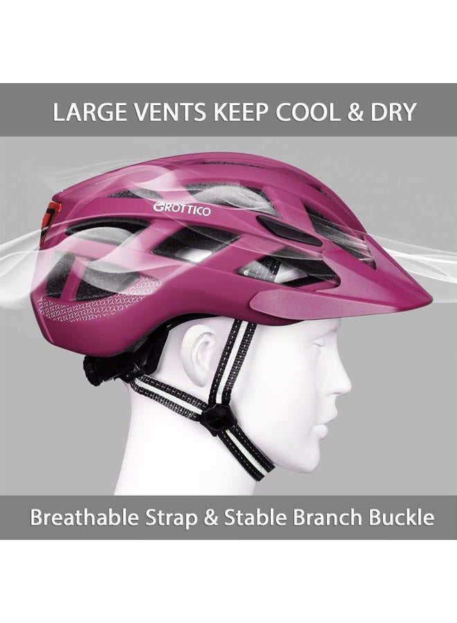 GROTTICO Adult-Men-Women Bike Helmet with Light - Mountain Road Bicycle Helmet with Replacement Pads & Detachable Visor M(21.6-22.8 in/55-58cm) purple - Image 5