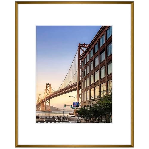 Frametory 16x20 Aluminum Picture Frame 16 x 20 Bronze Frame with Removable Mat for 11 x 14 Photo 20 by 16 Durable Metal Frame with Real Glass Sawtooth Hanger for Easy Wall Display 1 Pack