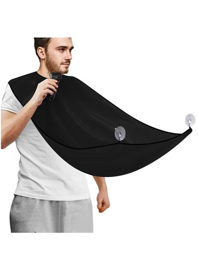 Realfrog 2 Pack Beard Bib Apron, Non-Stick Beard Shaving Catcher Bib for Men with 2 Suction Cups, Waterproof Beard Shave Cape, Grooming Accessories Tools for Husband or Dad Black - Image 2