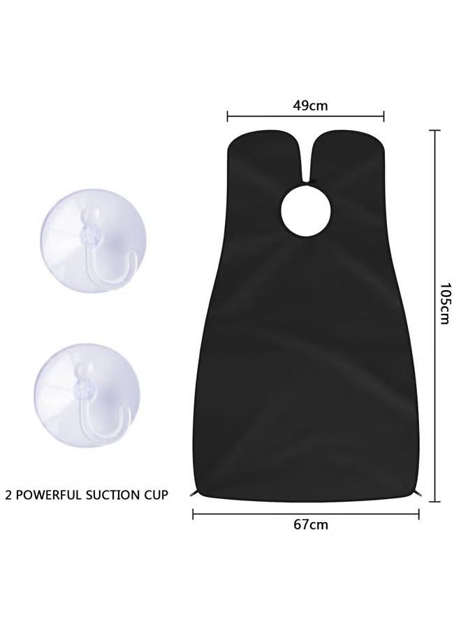 Realfrog 2 Pack Beard Bib Apron, Non-Stick Beard Shaving Catcher Bib for Men with 2 Suction Cups, Waterproof Beard Shave Cape, Grooming Accessories Tools for Husband or Dad Black - Image 3
