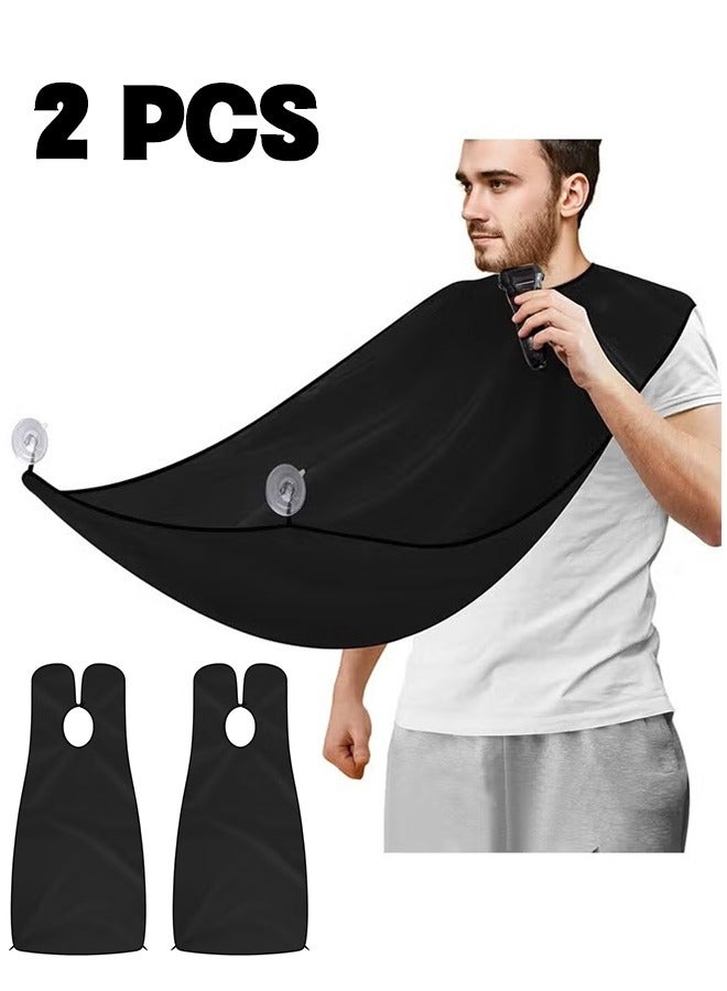 Realfrog 2 Pack Beard Bib Apron, Non-Stick Beard Shaving Catcher Bib for Men with 2 Suction Cups, Waterproof Beard Shave Cape, Grooming Accessories Tools for Husband or Dad Black - Image 1