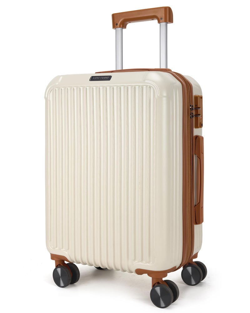 LIGHT FLIGHT Carry On Luggage 22x14x9 Airline Approved, Durable Hard Shell Carry On Suitcases with Wheels, Expandable Hardside Lightweight Travel Luggage with TSA Lock, Beige and Brown - Image 1