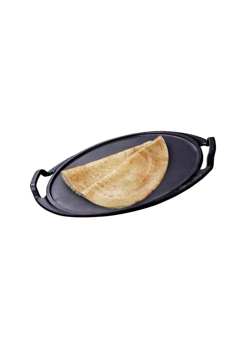 Crystal Pre-Seasoned Cast Dosa Tawa with 2 Handles 300 Mm | Free Handle Cover | 100% Toxin Free | Naturally Non Stick | Long Lasting | Induction & Gas Stove Compatible - Image 1