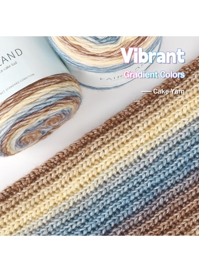 خيوط للكروشيه والحياكة - خيوط كعكة متدرجة الألوان - عبوة من 3 قطع بوزن 100 جرام/3.52 أونصة - 60% قطن، 30% أكريليك، 10% صوف - مثالية للأوشحة والشالات والبطانيات والملابس التي تبرز بأناقة - Image 5