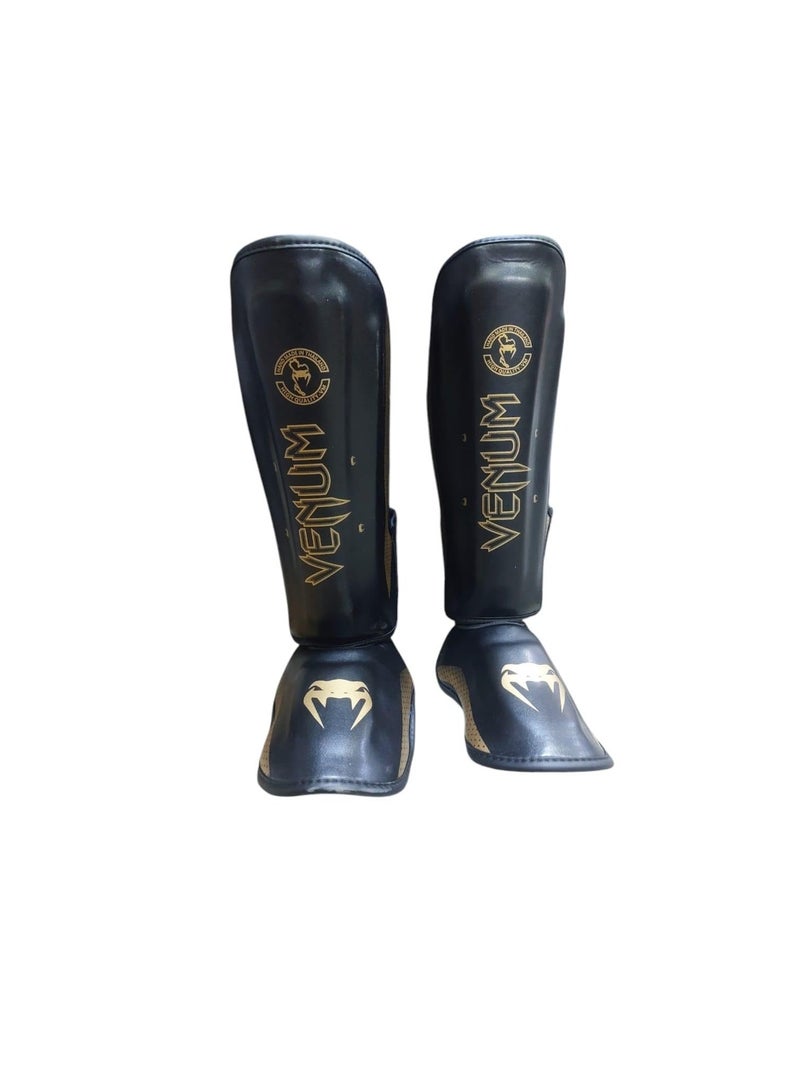 واقي ساق ملاكمة – حماية متكاملة للمنطقة السفلية أثناء التمرين والمباريات اسود - Image 1