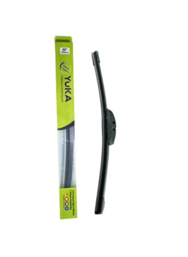 يوكا مساحة زجاج أمامي هجينة بريميوم من YOKA – مقاس 22 بوصة (550 مم) – أداء عالي لجميع الفصول، متينة وهادئة - Image 1