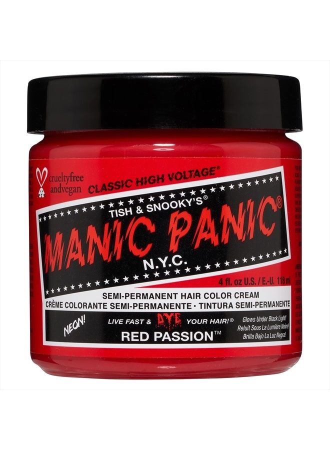 Manic Panic Red Passion Hair Dye – Classic High Voltage - Semi Permanent Hair Color - Glows in Blacklight - Medium Strawberry Red Shade With Pink Tint - Vegan, PPD & Ammonia Free - For Coloring Hair - Image 1