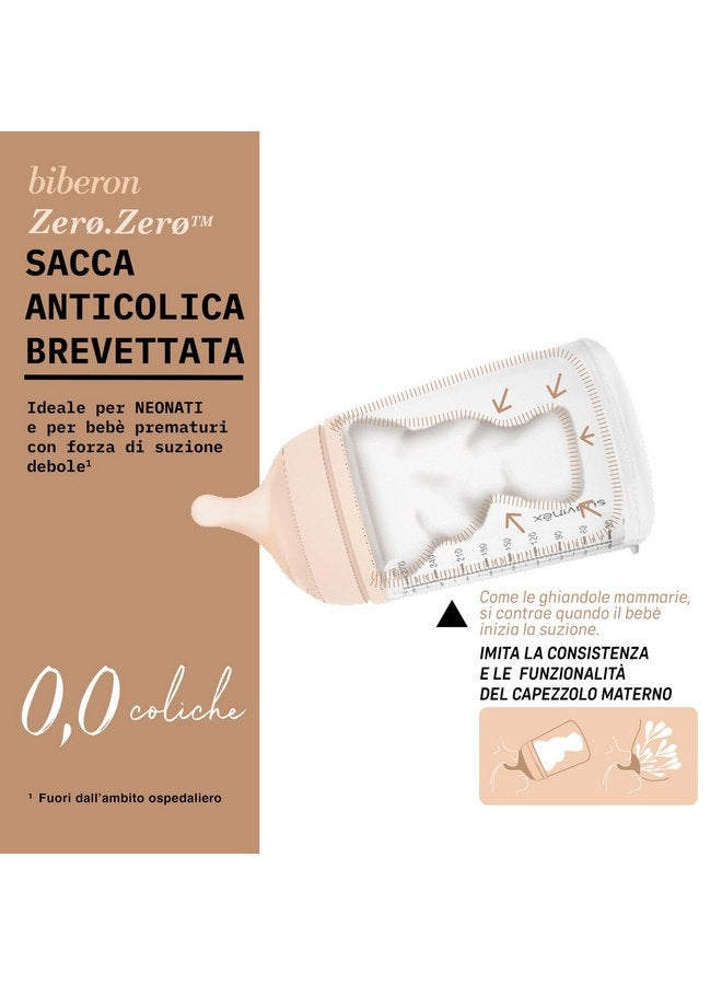 Suavinex Zero Zero Anti Colic Baby Bottle, No 1 Spanish Baby Bottle Brand, Minimizes Bottle Rejection & Nipple Confusion, Perfect for Breastfeeding Babies, Adaptable Flow, 6 oz, Light