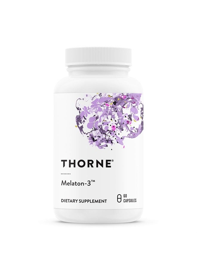 Thorne Melaton-3-3mg Melatonin - Supports Circadian Rhythms, Restful Sleep, and Relaxation - Gluten-Free, Soy-Free Dairy-Free - 60 Capsule - Image 1