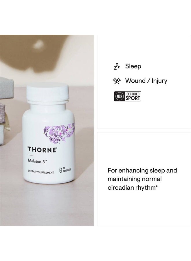 Thorne Melaton-3-3mg Melatonin - Supports Circadian Rhythms, Restful Sleep, and Relaxation - Gluten-Free, Soy-Free Dairy-Free - 60 Capsule - Image 4