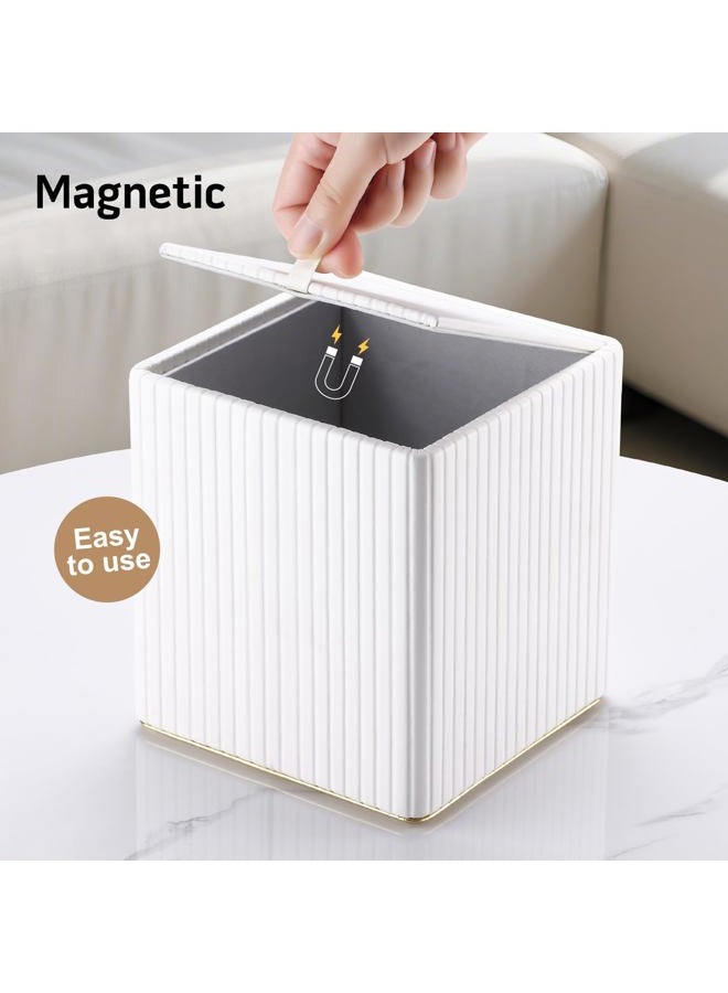 KINGFOM Tissue Box Cover, PU Leather Square Tissue Box Holder for Kleenexs with Magnetic Bottom Cover for Facial Tissues/Napkins, Office & Living Room Decor Box White - Image 5