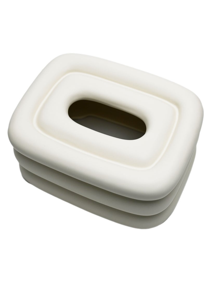 Innovity Creative Cream Tissue Box Nordic Style For Home Decor, Office, Desktop Ornament, Kitchen Storage Accessories, Ceramic Napkin Holder, Gift 
