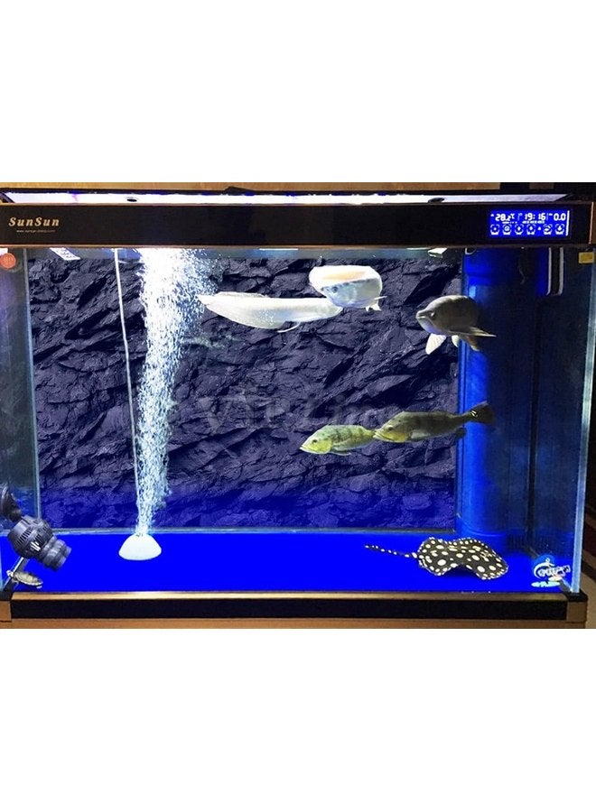 ملصق حائط حوض السمك من VIP.LINE بتأثير ثلاثي الأبعاد وملمس حجري أسود وخلفية حوض السمك من مادة البولي فينيل كلوريد (72 بوصة × 25 بوصة / 183 × 64 سم) - Image 4