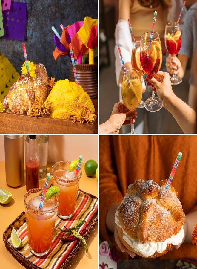JarThenaAMCS 200Pcs Mexican Fiesta Paper Straws Colorful Mexican Party Drinking Straws Cinco De Mayo Disposable Straw for Mexican Themed Party Supplies - Image 5