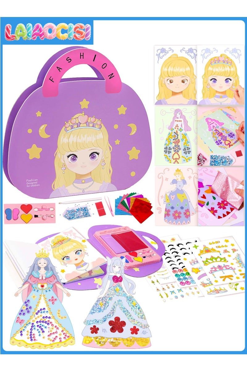 LAIAOCISI Children's DIY Handmade Creative Dreamlike Poke Fun Toys Kit for Girls Fashion Design Princess Dress up Art Book for Kids - Image 1