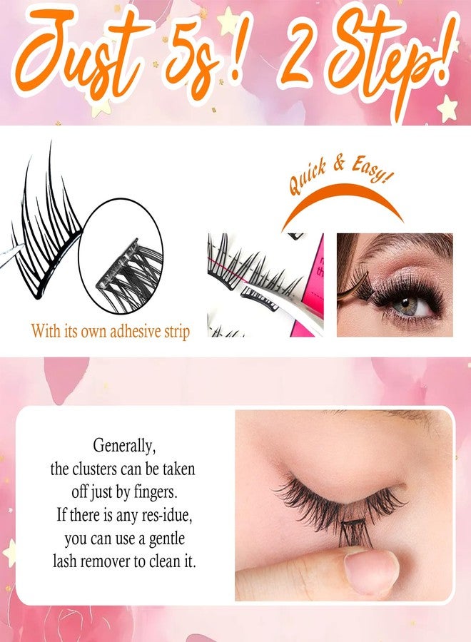 BERSHNOR Self Adhesive Eyelashes Clusters Natural Glueless Lash Clusters Press on Lashes No Glue Needed - Image 5
